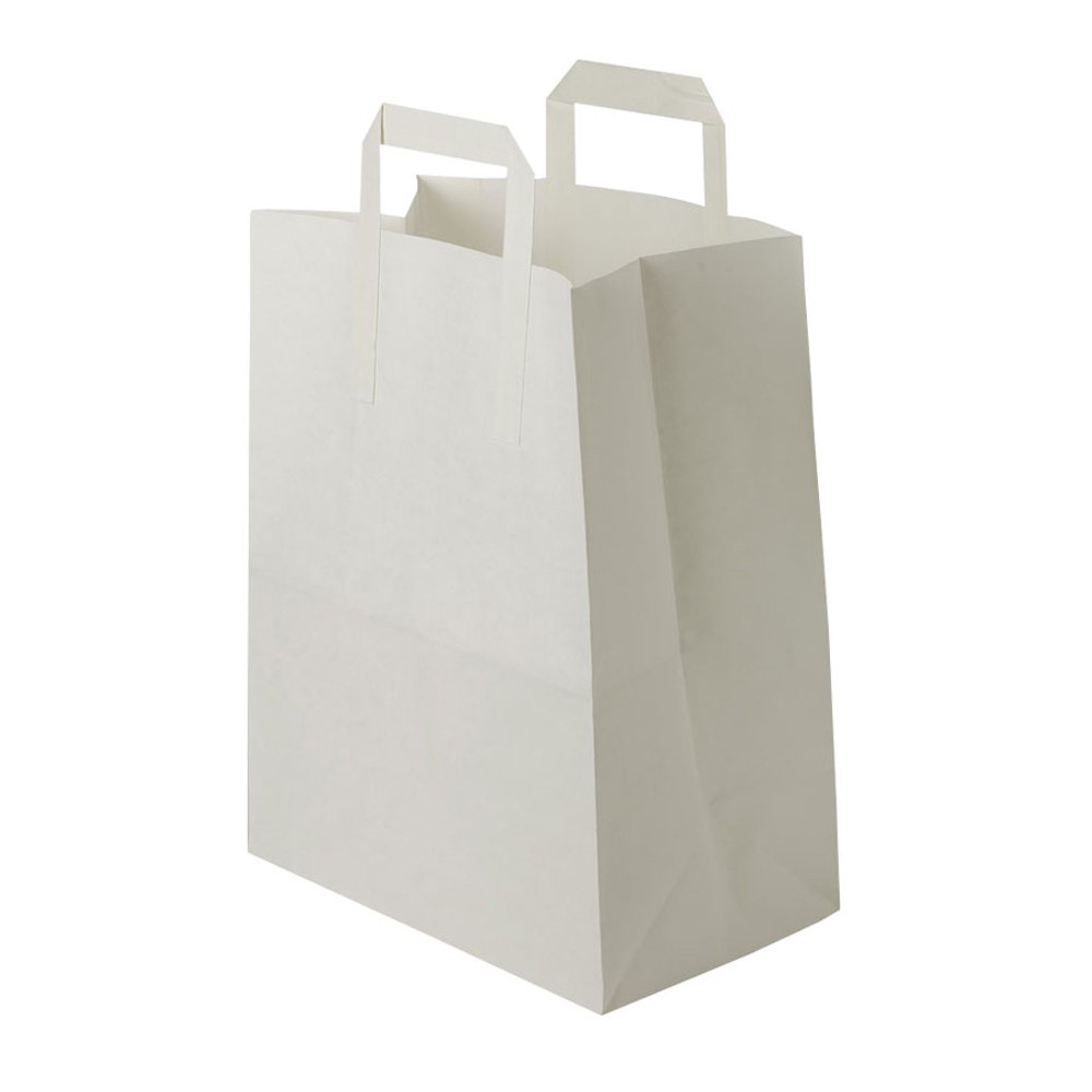 GREENBOX White Paper Bags with Handle, Environmentally Friendly Paper Bag Made of Kraft Paper, Gift Bag Biodegradable, Compostable Bags, 25 x White Paper Carrier Bags with Handle 32 x 12 x 40 cm