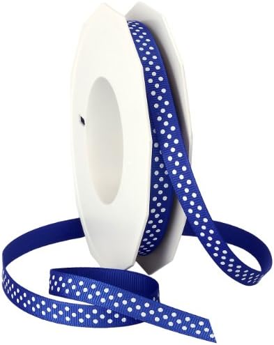 Morex Ribbon Swiss Dot Polyester Grosgrain Ribbon, 3/8-Inch by 20-Yard Spool, Royal