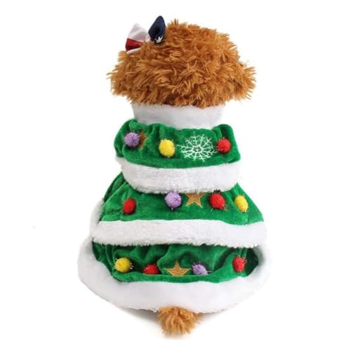 NACOCO Dog Cloak Pet Winter Clothes Christmas Tree Coat Cute and Warm Dog Costumes (Green, XXL)