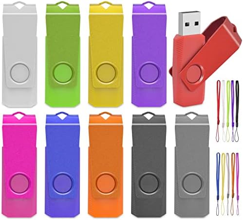 USB Sticks 4GB 10 Stück, AreTop USB 2.0 Farbiger Speicherstick, High Speed USB Stick mit Lanyard, Memory Stick Data Storage für PC/Computer/Laptop/Auto