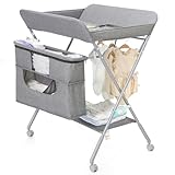 【Free your waist with adjustable height design】Upgrade the baby diaper changing table is cleverly designed with 4-Level adjustable height, which offers different family people to change diapers, do massage, as well as change clothes for their babies....