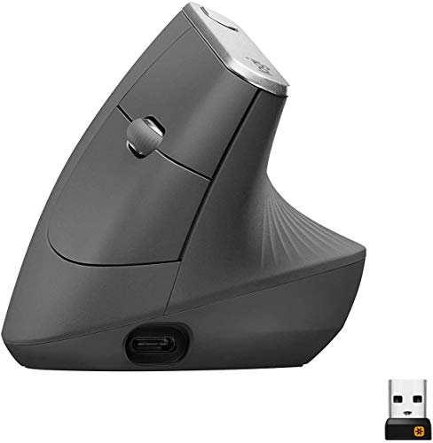 Logitech Mx Mouse Verticale Wireless Ergonomico, Multi-Dispositivo, Bl...