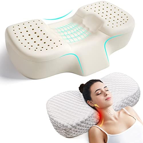 Cervical Pillow for Pain Relief Sleeping, Adjustable Ergonomic Contour Memory Foam Neck Pillow for Sleeping, Orthopedic Neck Support Pillow Bed Pillows (Small Size 23.6Lx13Wx(4.3"-5.1") H)