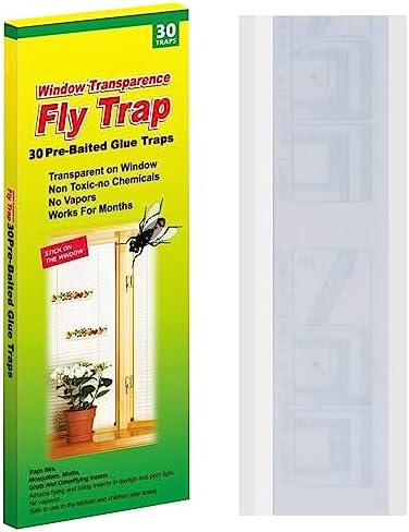 Mosqueda Window Fly Traps, 30 Pack Sticky Fly Traps for Indoors, Fly Catchers for Inside Home, Waterproof & Non-Toxic Adhesive Sticky Paper Trap for Mosquitos Bugs Housefy Fruit Fly Flying Gnats