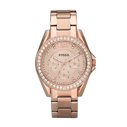 Fossil Women's Riley Quartz Stainless Steel Multifunction Watch, Color: Rose Gold Glitz (Model: ES2811)