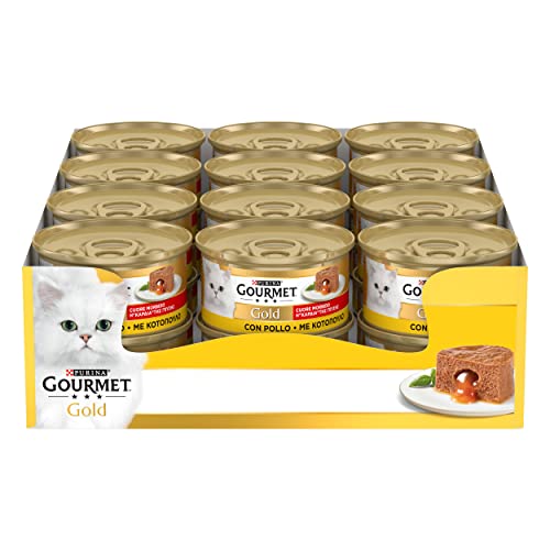 Purina Gourmet Gold Cuore Morbido Umido Gatto, con Pollo - 24 lattine ...