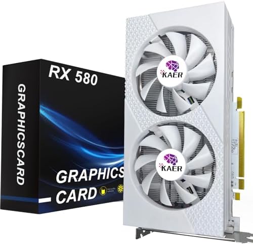 KAER RX580 8GB Graphics Card GDDR5 256bit Computer Graphics Card with Dual Fans 1284/7000MHz,PCI Express 3.0 Gaming Graphics Card, DVI HDMI DP Desktop