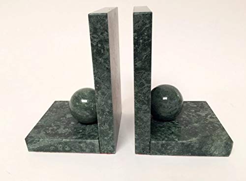 RM Decorative Marble Bookends | Holder Accessories | Geometric Bookends | Sphere and Cube Style | Book Stopper Table Top | Bookends for Shelves | Desk Organizer | Medium | Pack of 2 Peice | Green