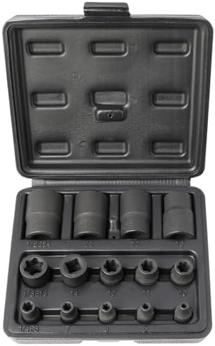 External Torx Plus Socket Set 6 Point EP Socket EP4, EP5, EP6, EP7, EP8, EP10, EP11, EP12, EP14, EP16, EP18, EP20, EP22, EP24 with 1/2'' 3/8'' 1/4'' Dr E-Torx Plus Socket 14pc