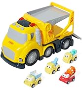 Construction Car Carrier Toys Set for 3 4 5 6 Years Old Toddlers Boys & Girls Gift, 4 Small Carto...