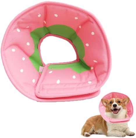 Soft Dog Cone Collar for Dogs After Surgery, Adjustable Dog Recovery Cone Collar for Medium Small Puppy Dogs and Cats to Stop Licking (Strawberry M)