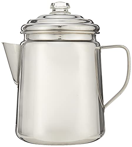 Coleman Stainless Steel Percolator Coffee Pot, 12-Cup Capacity Lightweight Coffee Percolator, No Filter Needed, Durable Outdoor Coffee Maker for Camping, Backpacking, RV, Stovetop, Campfire, & More