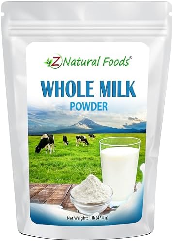 Z Natural Foods Premium Whole Milk Powder - Powdered Milk for Baking, Cooking, Drinks - Dry Milk Powder, Pasteurized, Non-GMO, Gluten-Free, Kosher-Certified, 1 lb