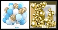 PartyWoo Blue and Metallic Gold Balloons