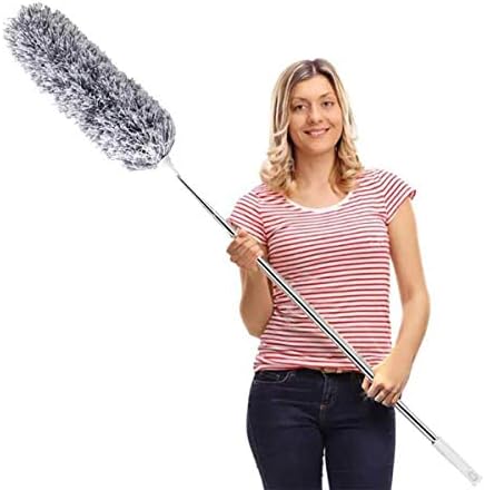 DELUX Microfiber Feather Duster Extendable Duster with 100 inches Extra Long Pole, Bendable Head & Long Handle Dusters for Cleaning Ceiling Fan, High Ceiling, Blinds, Furniture & Cars Gray