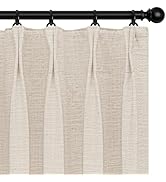 INOVADAY 100% Blackout Curtains for Bedroom, Pinch Pleated Linen Blackout Curtains 84 Inch Length...