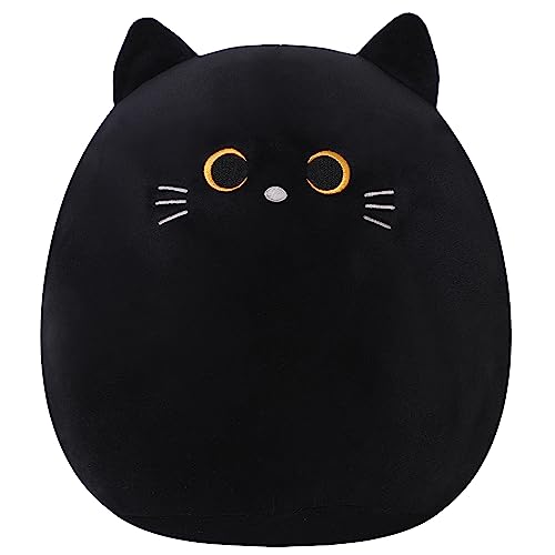 Xfrog Cat Stuffed Animal Plush 10" Soft Plush Toy Cat Plushies Pillow Kawaii Black Cat Plush Toys Birthday Gifts for Kids Gir