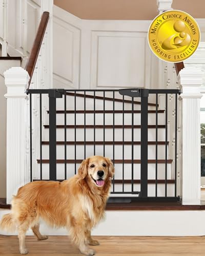 Cumbor 29.7-46" Baby Gate for Stairs, Mom's Choice Awards Winner-Auto Close Dog Gate for The House, Easy Install Pressure Mounted Pet Gates for Doorways, Dog Accessories Indoor for Kitchen, Black