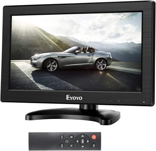 Eyoyo 12" Inch TFT LCD Monitor with AV HDMI BNC VGA Input 1366x768 Portable Mini HD Color Screen Display with Built-in Speaker