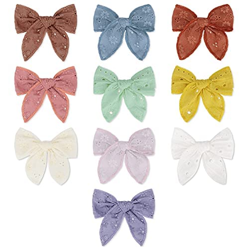 MAKINGTECHair Bow Clips, Random 10 Pieces Baby Girl Solid Bow Hair Clips Handmade Hair Bow Alligator Clips Hair Accessory for Babies (10 Pcs)