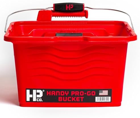 HANDy Paint Products Pro-Go Bucket Paint and Tool Bucket with Brush Holder That Attaches to Most Ladders, 1 Gallon, Red