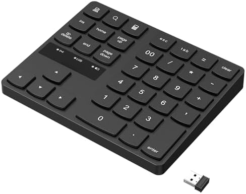 RaceGT Wireless Number Pad, Numeric Keypad Ultra-Silent Rechargeable 2.4G 35 Keys for Laptop,Desktop,PC, Notebook