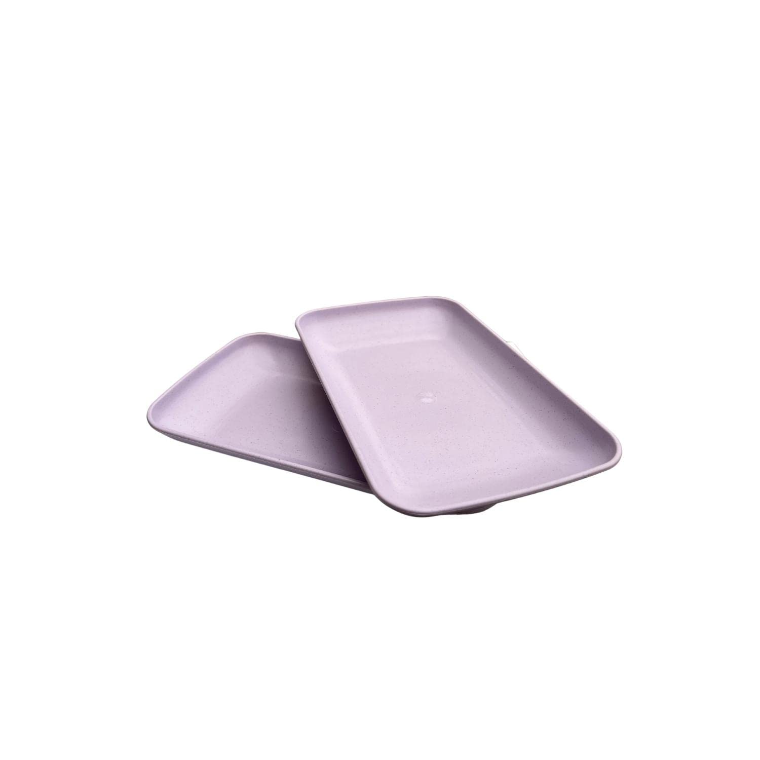 Irida Naturals Rectangle Serving Plate Set of 2, Unbreakable Wheat Straw Microwavable Plates Eco-Friendly and Multipurpose Food Plate Capacity 350ml for Dinner, Snacks, and Dessert - Light Purple