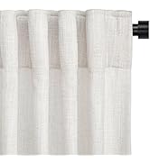 INOVADAY Beige White Linen Curtains 84 Inches Long for Living Room Bedroom, Back Tab Sheer Curtai...