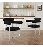 GDFStudio Upholstered Dining Chairs Set of 2, Modern Armchair Side Chairs with Metal Legs for Kit...