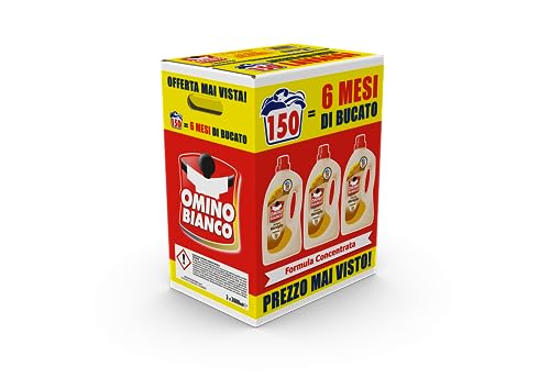 Omino Bianco - Detersivo Lavatrice Liquido, 150 Lavaggi, Rispetta Colo...