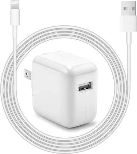 iPad Charger iPhone Fast Charging [Apple MFi Certified] 12W iPhone Charger USB Wall Charger Foldable Portable Travel Plug with USB Charging Cables for iPhone, iPad, iPad Mini, iPad Air 1/2/3