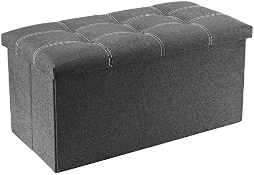 SAMPLUS MALL (LABEL) Linen Home Foldable Large Storage Ottoman Bench Footrest Ottoman Bench (78 X 38 X 38 c.m., Grey)