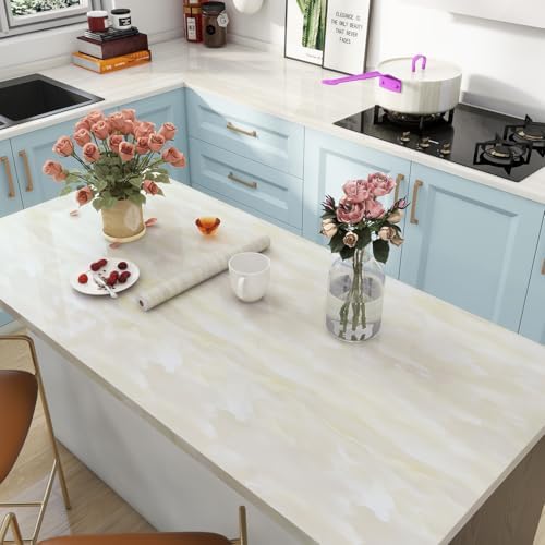 60cm×3m, Marble Vinyl Self Adhesive Vinyl Wrap, Marble Sticky Back Plastic Roll, Waterproof Heat Resistance Contact Paper Worktop Vinyl Covering Furniture Stickers for Furniture