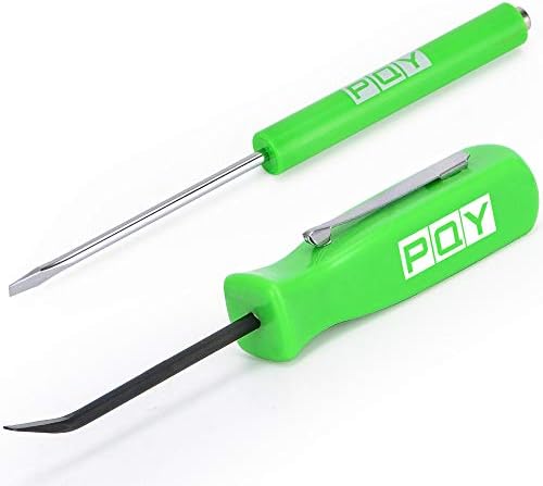 PQY Pocket Magnetic Screwdriver Slotted Head With Magnet Top + Mini Pry Bar Set Green