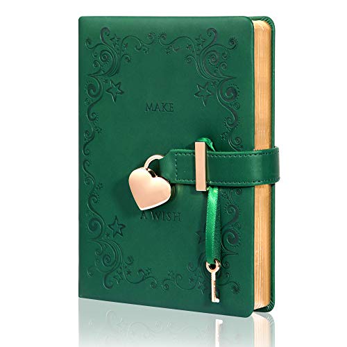 Heart Shaped Combination Lock Diary with Key Off-Color PU Leather Cover Jounal Personal Organizers Secret Notebook Gift for Girls and Women B6 Size 5.3x7 inch Rose Red