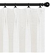 INOVADAY 100% Blackout Curtains for Bedroom, Pinch Pleated Linen Blackout Curtains 96 Inch Length...