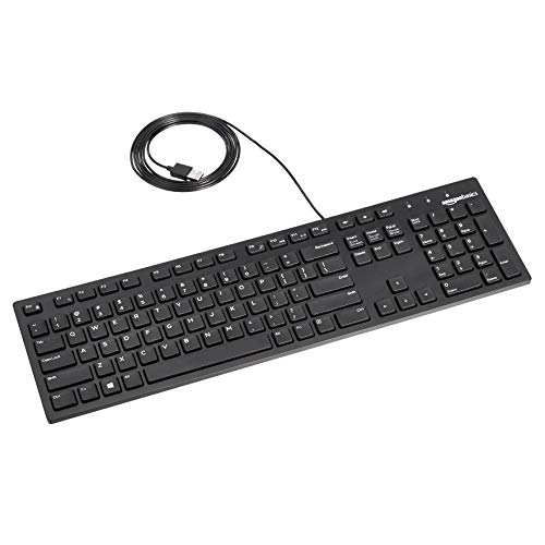 Amazon Basics Low-Profile Wired USB Keyboard with US Layout (QWERTY), Matte Black