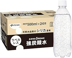 【Amazon.co.jp限定】 ミネラルストロング 伊藤園 ラベルレス 強炭酸水 500ml×24本 シリカ含有