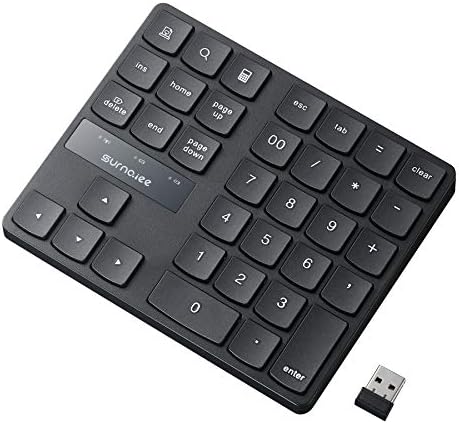 SurnQiee Wireless Numeric Keypad, 2.4G Rechargeable Number Pad 35-Keys for Efficient Data Input