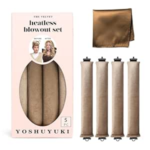 Jumbo Overnight Wavy Hair Curlers Blowout Rods - No Heat Hair Waver Tool for Volume and Waves on Long Hair - Curling Headband in Khaki