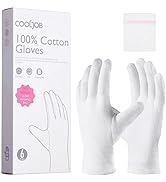 COOLJOB 100% Cotton Gloves, 6 Pairs White Cotton Gloves for Dry Hands Moisturizing & Eczema, Over...