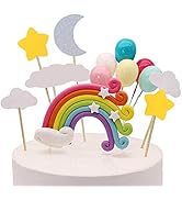 Palksky Colorful Rainbow Cake Topper/Wedding Cake Flags/Cupcake Picks Set -Include Cloud Balloon ...