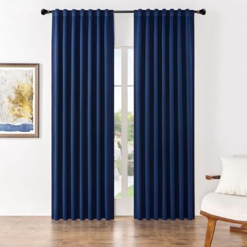 Joydeco Blackout Curtains 96 Inches Long, Thermal Insulated Black Out Curtains 2 Panels Set for Bedroom, Room Darkening Drapes for Living Room Window (W52 x L96 Inch, Navy Blue)