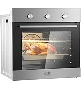 VEVOR Single Wall Oven, 24" Electric Built-in Wall Oven with 6 Cooking Functions, 2.68 Cu.Ft Elec...