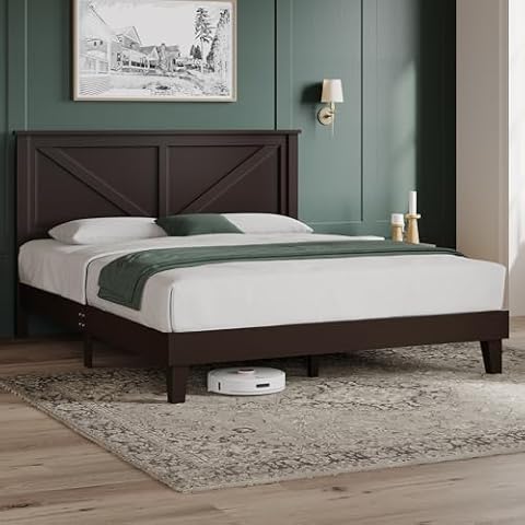 Yaheetech Wood Bed Frame, Queen Size Cover