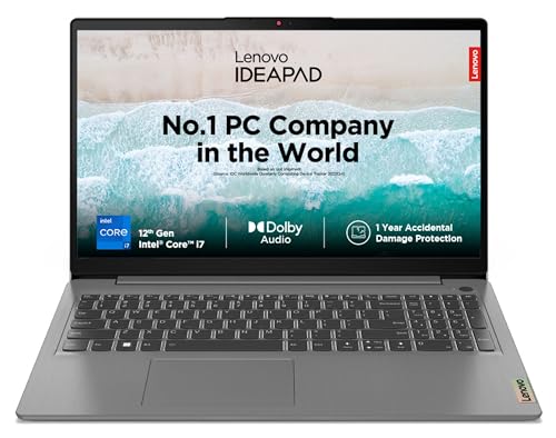 Lenovo IdeaPad Slim 3 12th Gen Core i7-1255U 15.6inch (39.62cm)(16GB RAM/512GB SSD/FHD IPS/Windows 11/MS Office 2021/1Yr ADP Free/3months Game Pass/Grey/1.63Kg), 82RK011GIN Thin & Light Laptop