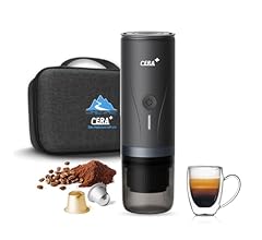 CERA+ Cafetière portable avec batterie, poudre de café et capsules NS pour machine à expresso auto-chauffante avec étui de …