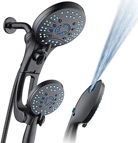 AquaCare AS-SEEN-ON-TV High Pressure Handheld/Rain 50-mode 3-way Shower Head Combo with Adjustable Arm - Anti-clog Nozzles, Tub & Pet Power Wash, 6 ft. Stainless Steel Hose, Rubbed Bronze Finish