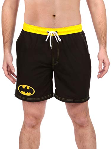 DC Comics Mens Batman Swimming Trunks Black Size Large