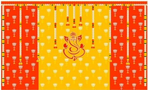 VINAYAKAMART Ganesh Backdrop for Decoration Cloth, Size 5x8 feet (VINAYAKA 1) (Pooja Backdrop Decoration Cloth) pongal Backdrop Decoration